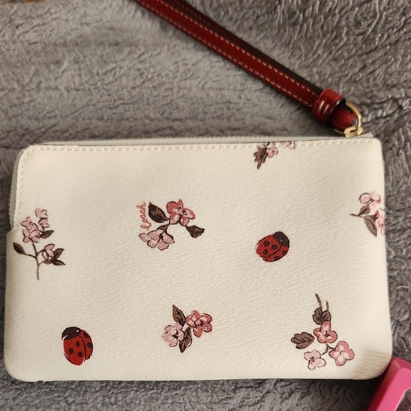 Coach Cream Wristlet with Floral and Ladybug Design - Picture 5 of 9